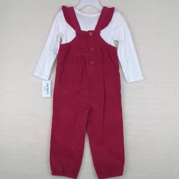 Carter's Baby 2-Piece Corduroy Overall Set Girl's Size‎ 24mo in Pink, White - Picture 2 of 14